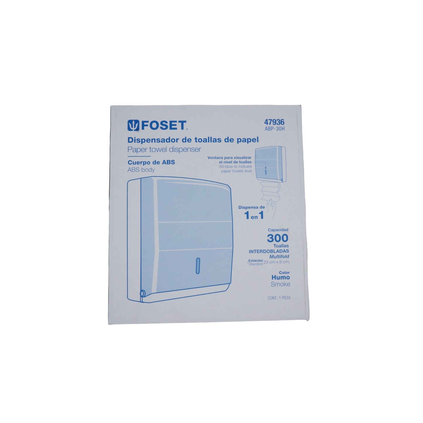 DISPENSADOR DE ABS PARA TOALLAS DE PAPEL, HUMO, FOSET 47936