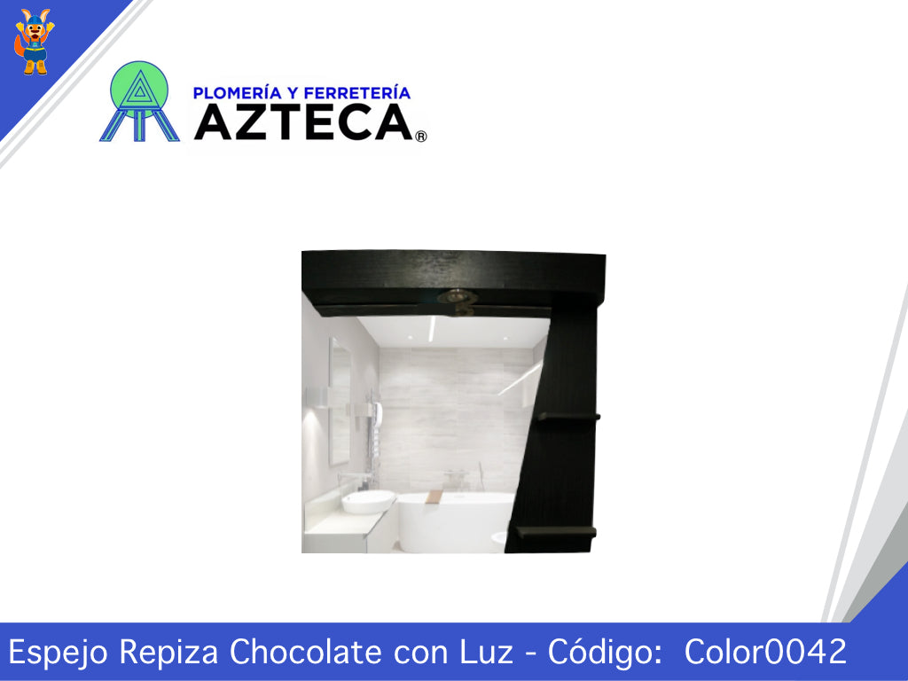 ESPEJO MARCO REPIZA CHOCOLATE 60x60CM CON LUZ COLORFLUX 0042