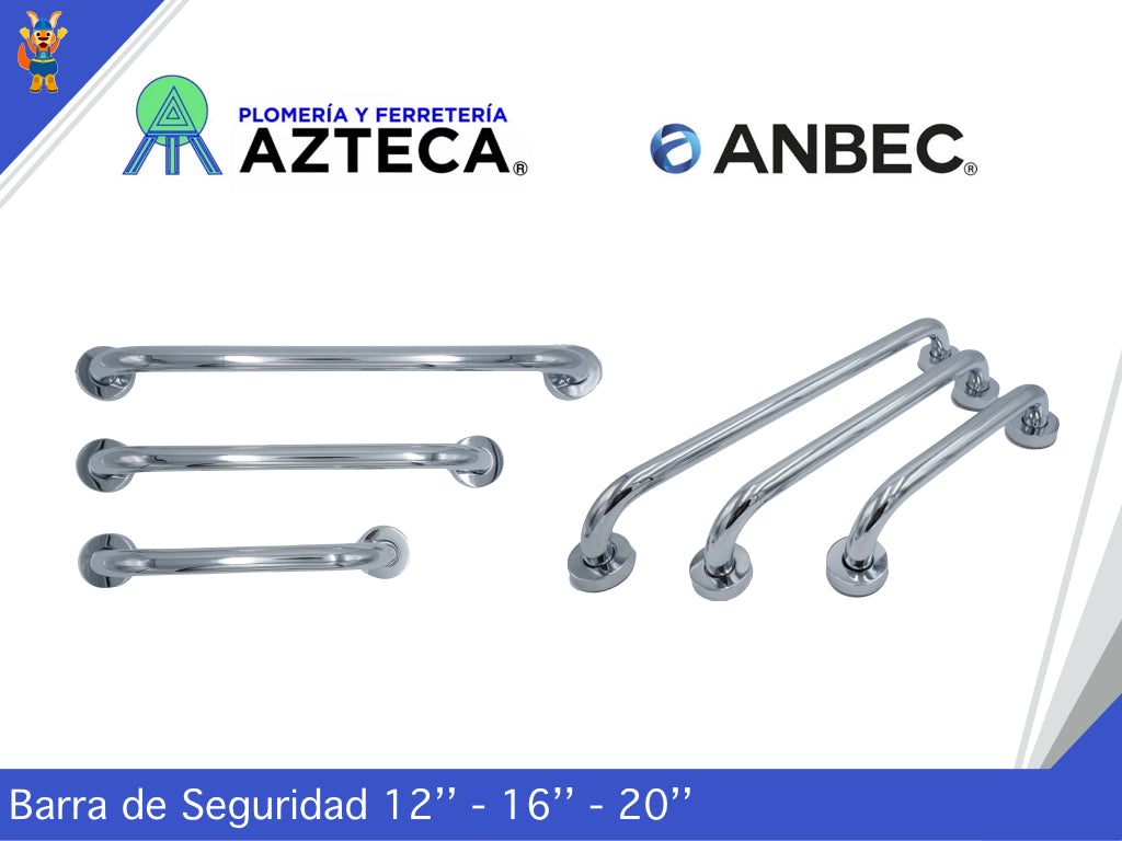 BARRA DE SEGURIDAD 20" ACERO INOXIDABLE CROMADO ANBEC ANBA1920