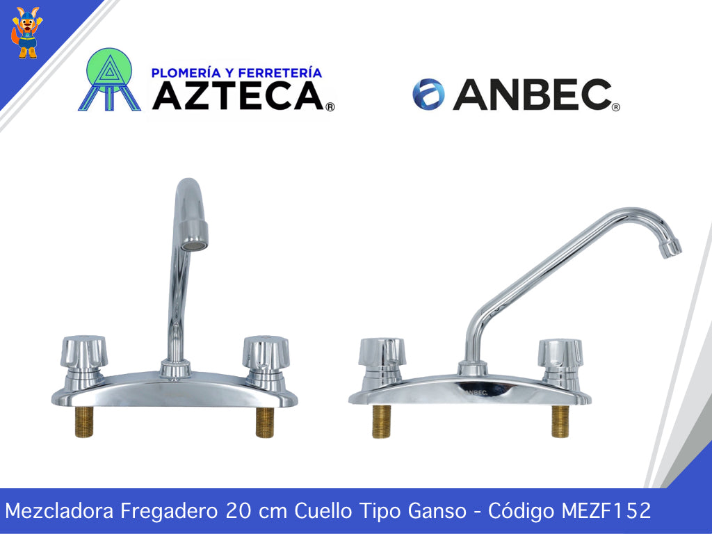 MEZCLADORA ARA FREGADERO CROMADA CUBIERTA Y MANERALES METALICOS ANBEC MEZF152