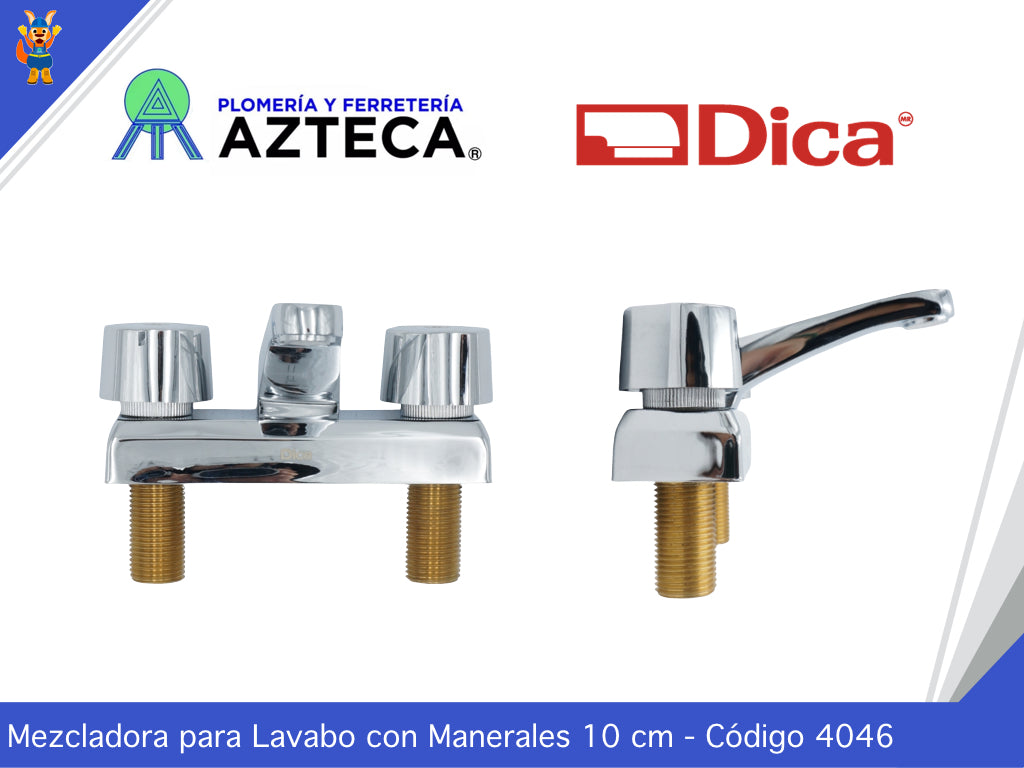 MEZCLADORA 4" PARA LAVABO CUBIERTA Y MANERALES DICA 4046
