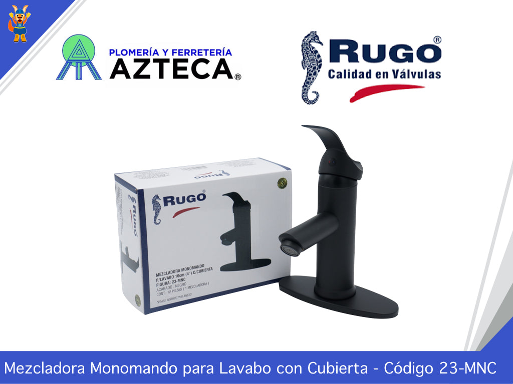 MEZCLADORA MONOMANDO BAJO PARA LAVABO NEGRO MATE RUGO 23-MNC