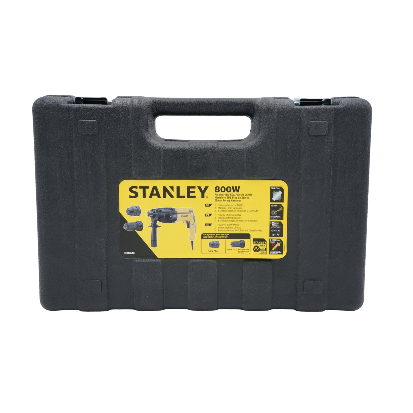 ROTOMARTILLO SDS PLUS 800W ROTACION PERCUSION CINCELADO STANLEY SHR264K