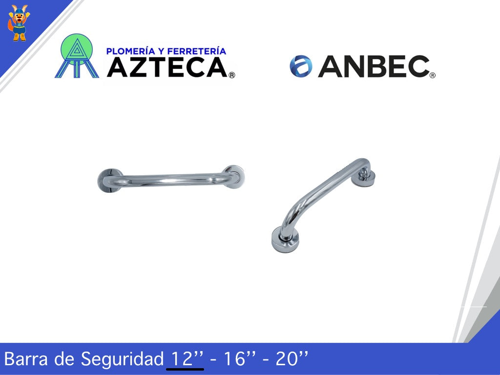BARRA DE SEGURIDAD 12" ACERO INOXIDABLE CROMADO ANBEC ANBA1918