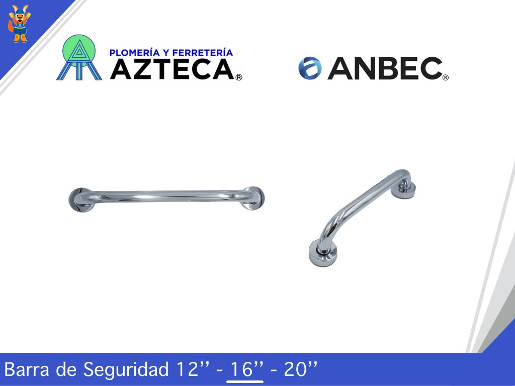 BARRA DE SEGURIDAD 16" ACERO INOXIDABLE CROMADO ANBEC ANBA1919