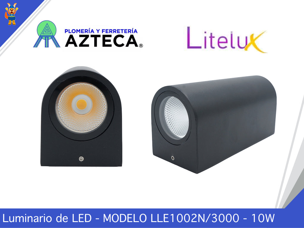 LUMINARIO ARBOTANTE DE MURO PARA INTERIOR Y EXTERIOR LITELUX 10W LLE1002N/3000