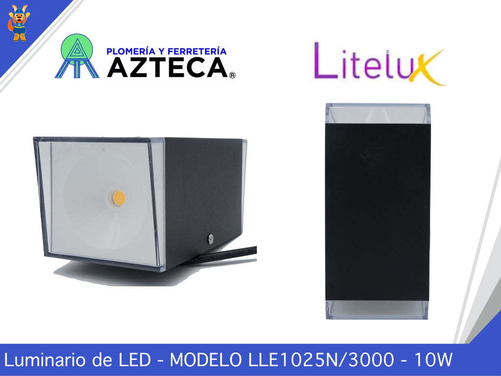 LUMINARIO ARBOTANTE DE MURO PARA INTERIOR Y EXTERIOR LITELUX 10W LLE1025N/3000