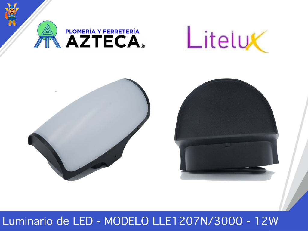 LUMINARIO ARBOTANTE DE MURO PARA INTERIOR Y EXTERIOR LITELUX 12W LLE1207N/3000