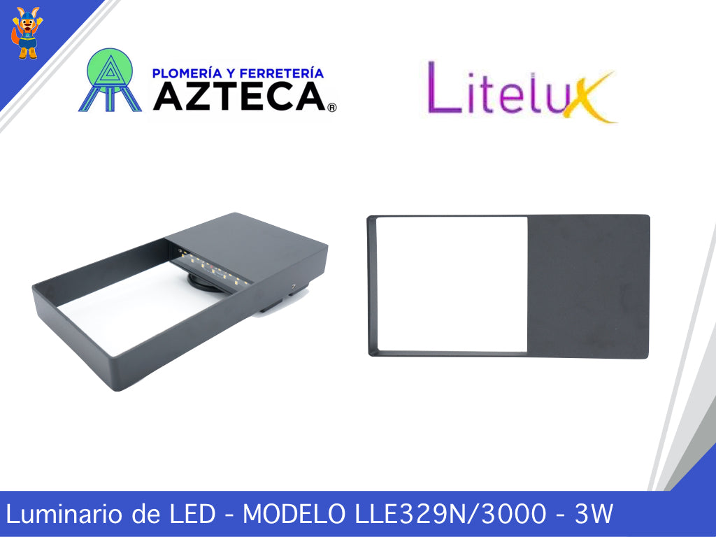 LUMINARIO ARBOTANTE DE MURO PARA INTERIOR Y EXTERIOR LITELUX 3W LLE329N/3000