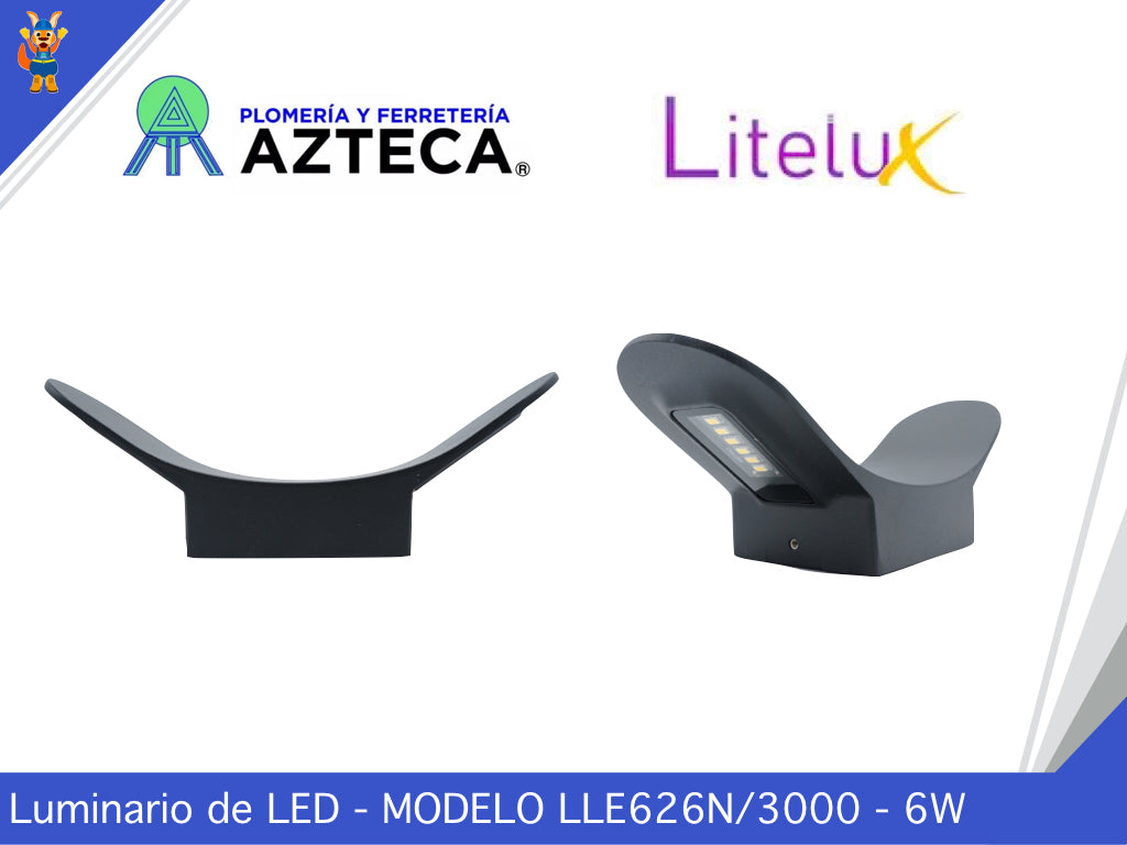 LUMINARIO ARBOTANTE DE MURO PARA INTERIOR Y EXTERIOR LITELUX 6W LLE626N/3000