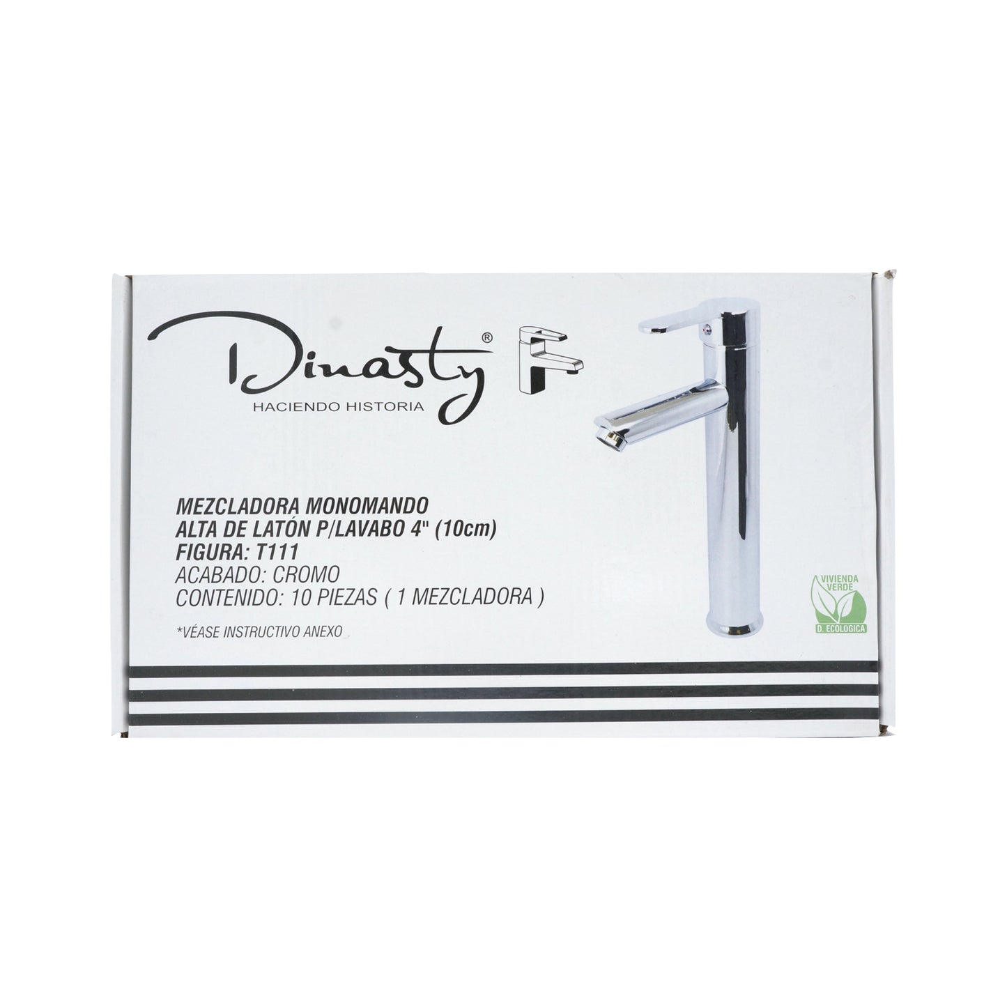 MEZCLADORA MONOMANDO ALTO PARA LAVABO CROMADO DINASTY T111