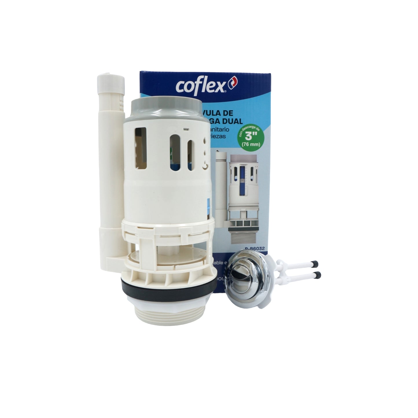 VALVULA DE DESCARGA DUAL PARA SANITARIOS DE DOS PIEZAS CON DESCARGA DE 3" (76MM) COFLEX P-B6032