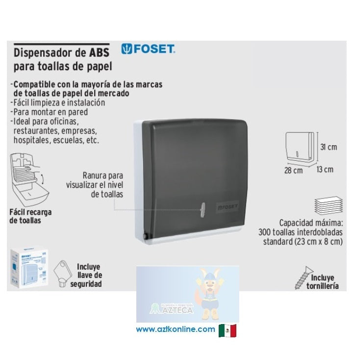 DISPENSADOR DE ABS PARA TOALLAS DE PAPEL, HUMO, FOSET 47936