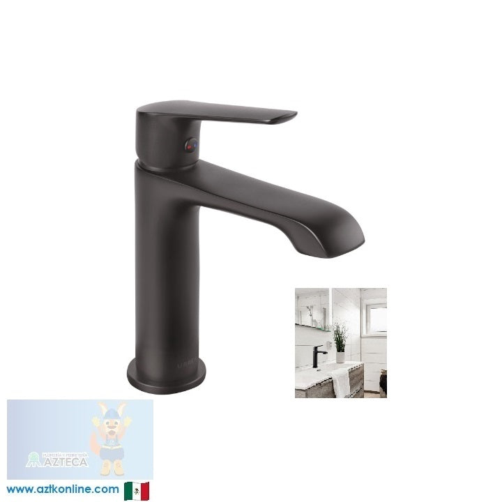 MEZCLADORA MONOMANDO CORTO NEGRO MATE PARA LAVABO URREA 100CL.2