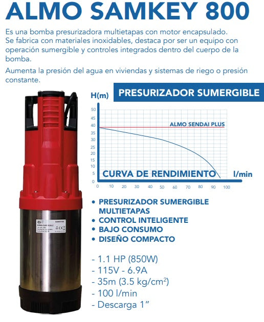 PRESURIZADOR ALMO SAMKEY800 CON TANQUE PRECARGADO 2 LITROS