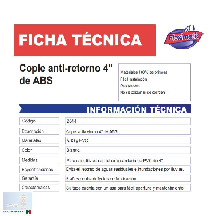 COPLE ANTIRETORNO 4" FLEXIMATIC