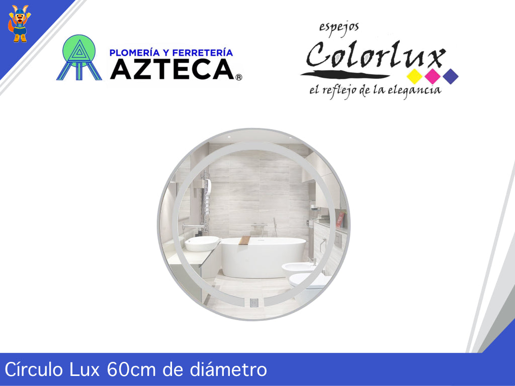 ESPEJO CIRCULO LUX 60CM DIAMETRO LUZ LED COLORFLUX 0055