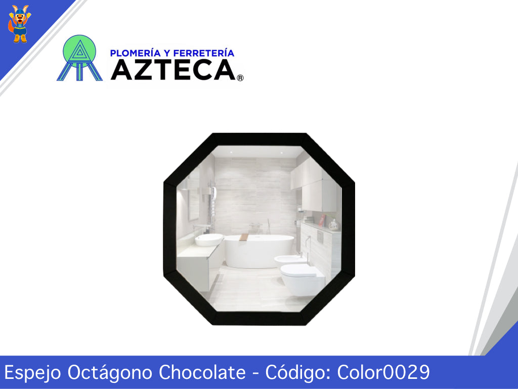 ESPEJO MARCO OCTAGONO CHOCOLATE 72x72CM COLORFLUX 0029