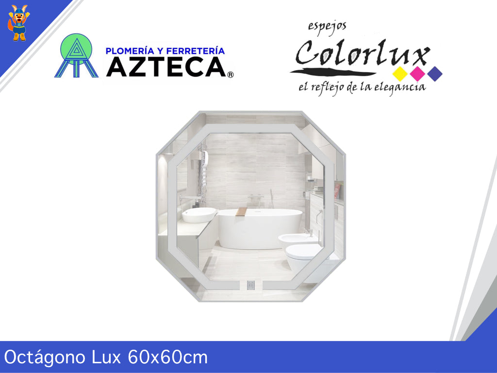 ESPEJO OCTAGONO LUX 60x60CM LUZ LED COLORFLUX 0056