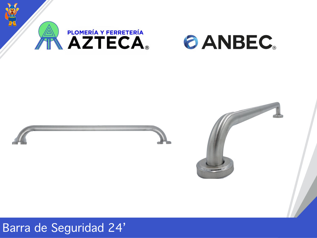 BARRA DE SEGURIDAD 24" ACERO INOXIDABLE CROMADO ANBEC BS24SS