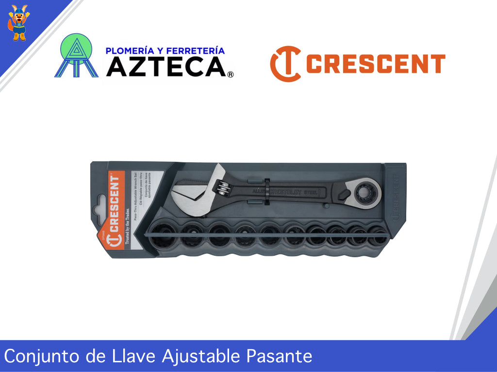 LLAVE 3-EN-1 CRESCENT AJUSTABLE STILSON MATRACA 11 PIEZAS