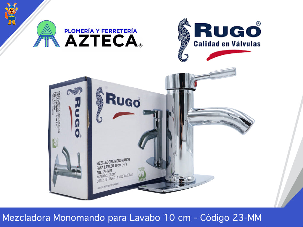 MEZCLADORA MONOMANDO CROMADA BAJO PARA LAVABO RUGO 23-MM