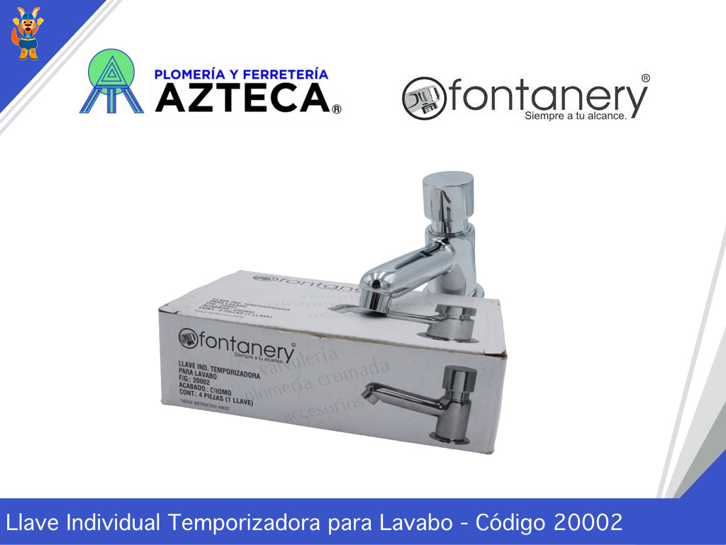 LLAVE INDIVIDUAL TEMPORIZADORA PARA LAVABO FONTANERY F20002