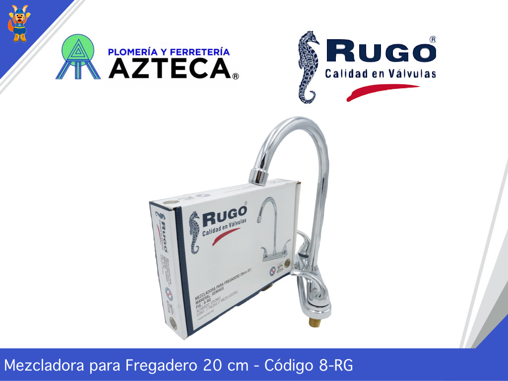 MEZCLADORA CROMADA PARA FREGADERO GENESIS RUGO 8-RG