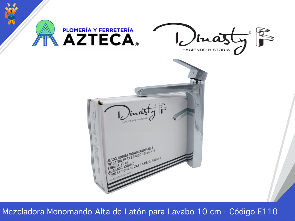 MEZCLADORA MONOMANDO ALTO CROMADO PARA LAVABO RUGO E110