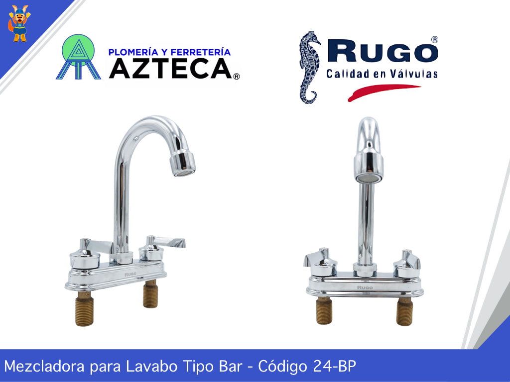 MEZCLADORA 4 PULGADAS CROMADA PARA LAVABO RUGO 24-BP