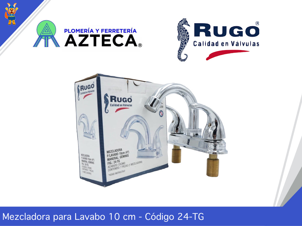 MEZCLADORA 4 PULGADAS CROMADA PARA LAVABO 24-TG