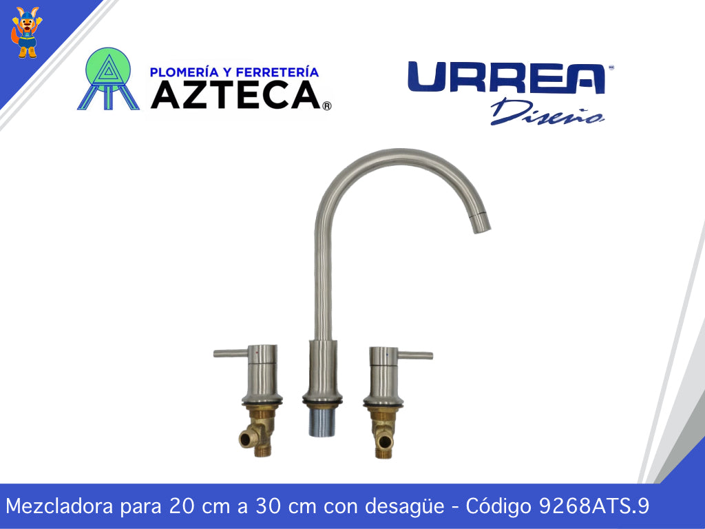 MEZCLADORA CROMADA 8" TALADROS SEPARADOS URREA 9268ATS.9
