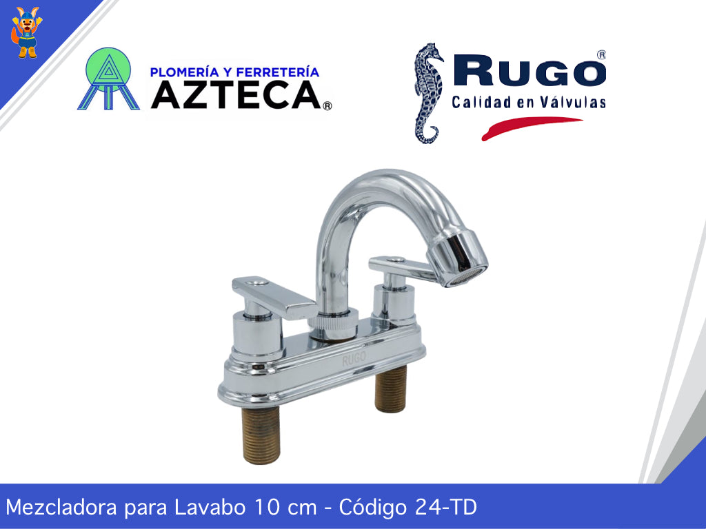 MEZCLADORA 4" PARA LAVABO MANERALES DANUBIO METALICOS RUGO 24-TD