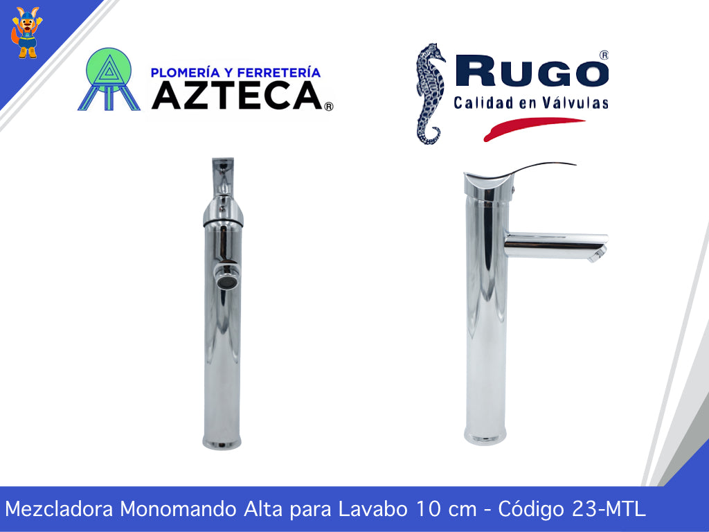 MEZCLADORA MONOMANDO PARA LAVABO CROMADO RUGO 23-MTL