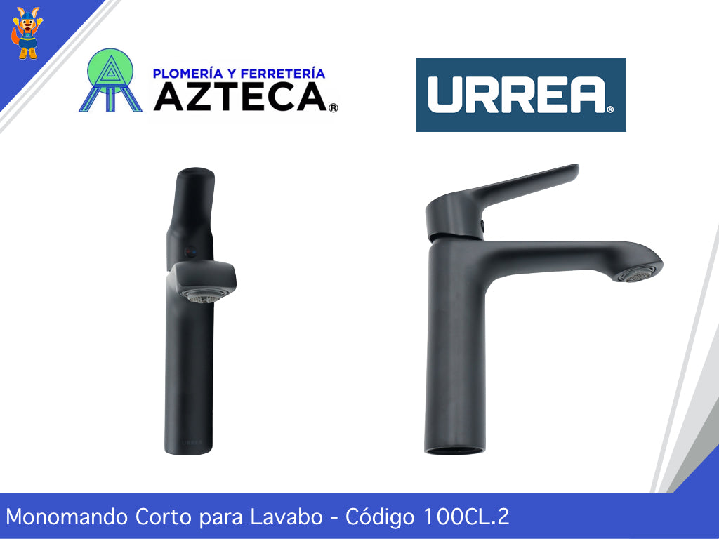 MEZCLADORA MONOMANDO CORTO NEGRO MATE PARA LAVABO URREA 100CL.2
