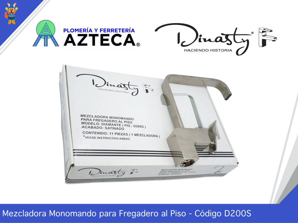 MEZCLADORA MONOMANDO PARA FREGADERO SATINADO DINASTY D200S