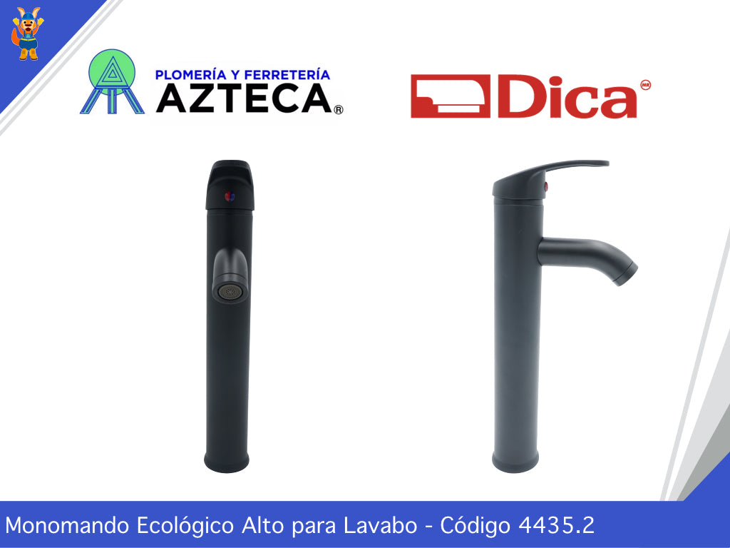 MEZCLADORA MONOMANDO ALTO PARA LAVABO NEGRO MATE DICA 4435.2