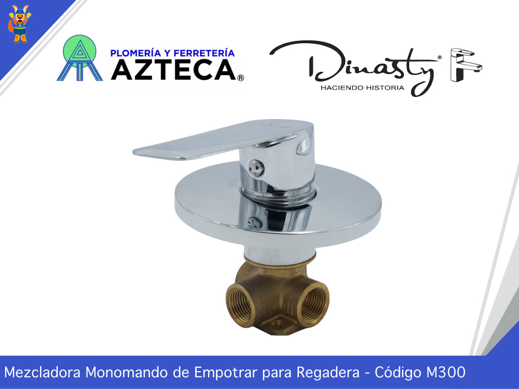 MONOMANDO DE EMPOTRAR PARA REGADERA O TINA CROMADO DINASTY M300