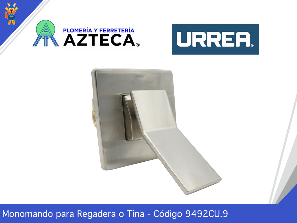 MONOMANDO DE EMPOTRAR PARA REGADERA O TINA CUADRADO SATIN URREA 9492CU.9