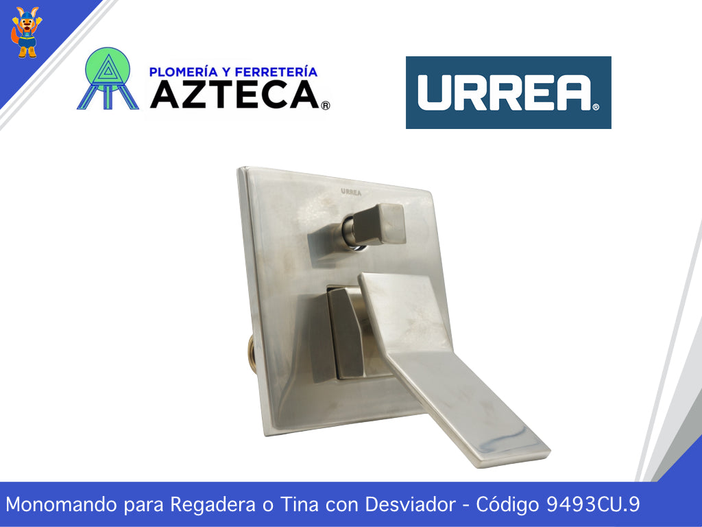 MONOMANDO DE EMPOTRAR PARA REGADERA Y TINA CON DESVIADOR SATIN URREA 9493CU.P