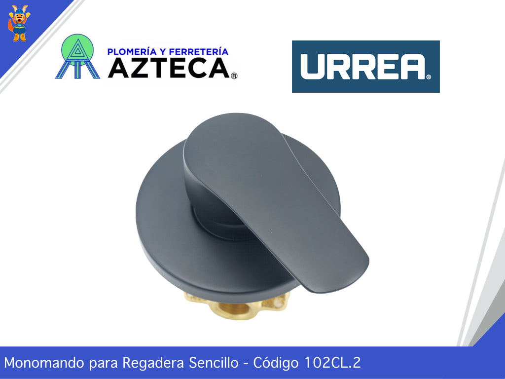 MONOMANDO DE EMPOTRAR PARA REGADERA NEGRO MATE REDONDO SENCILLO URREA 102CL.2