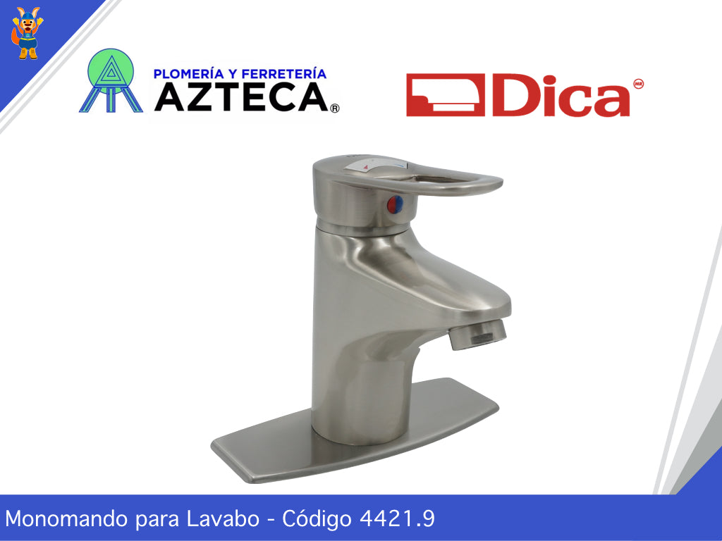 MEZCLADORA MONOMANDO PARA LAVABO CROMADA DICA 4421.9