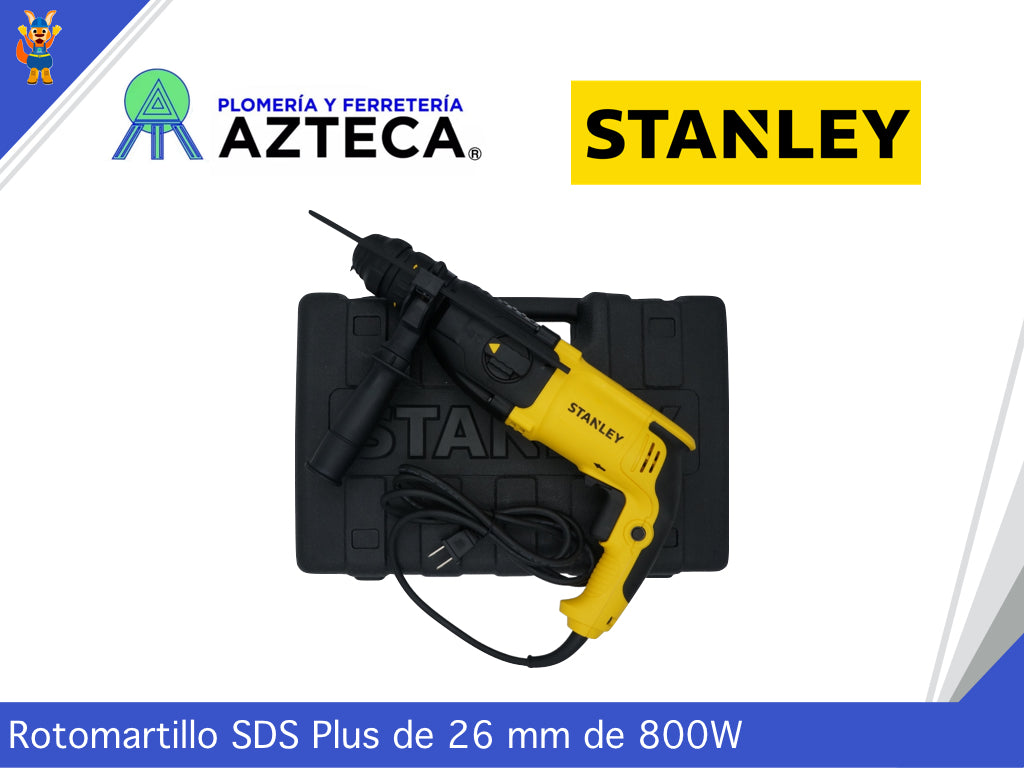 ROTOMARTILLO SDS PLUS 800W ROTACION PERCUSION CINCELADO STANLEY SHR264K