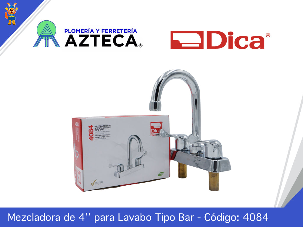 MEZCLADORA PARA LABAVO 4" TIPO BAR CUBIERTA Y MANERALES DICA 4084
