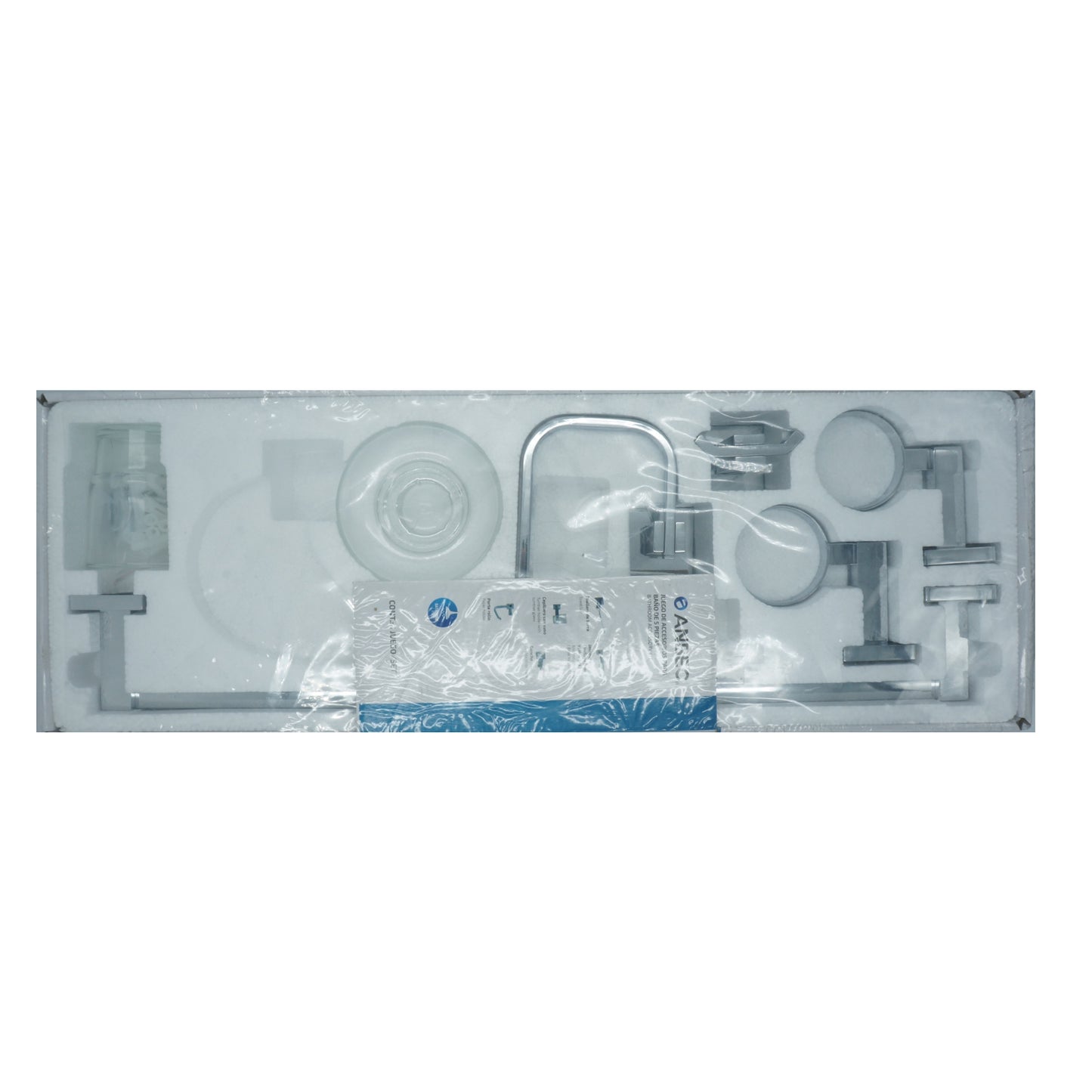JUEGO DE ACCESORIOS CROMADO PARA BAÑO 5 PIEZAS ANBEC JAB1500C