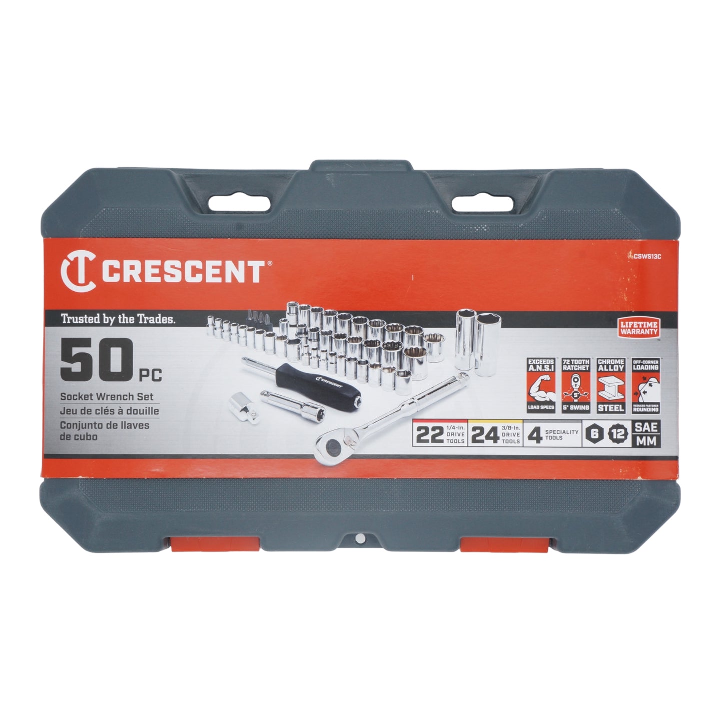 JUEGO DE  DADOS CRESCENT 3/8" 50 PIEZAS DADOS 1/4 Y 3/8
