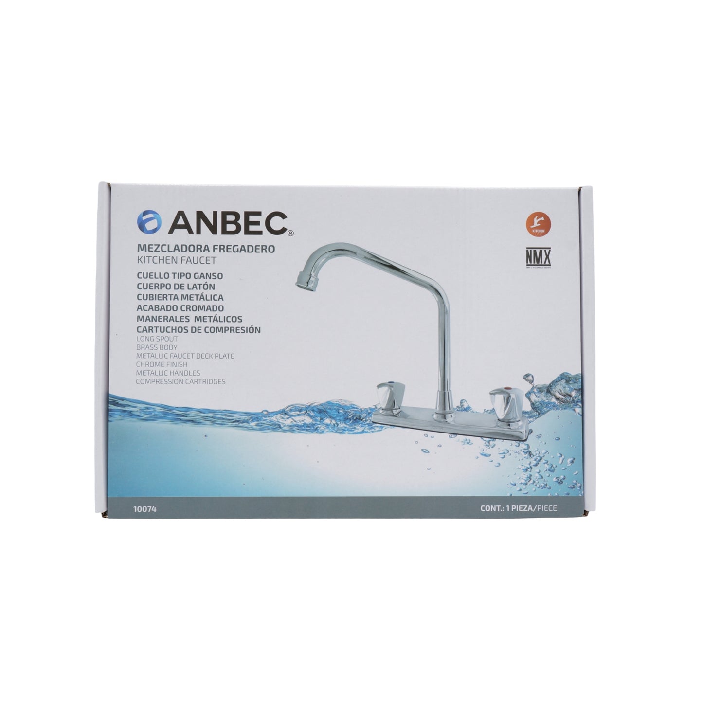 MEZCLADORA PARA FREGADERO CUBIERTA Y MANERALES CROMADA ANBEC MEZF472