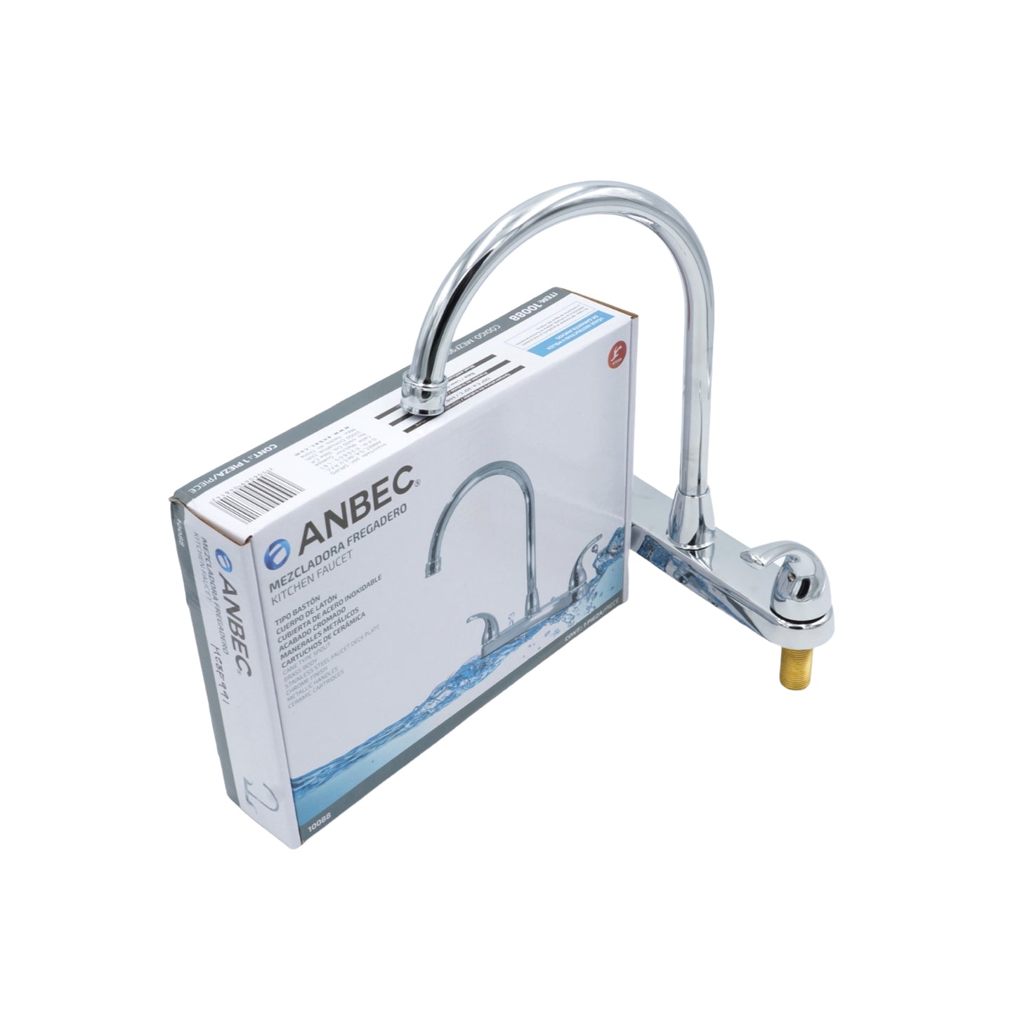 MEZCLADORA 8" PARA FREGADERO CUBIERTA Y MANERALES CROMADA ANBEC MEZF991