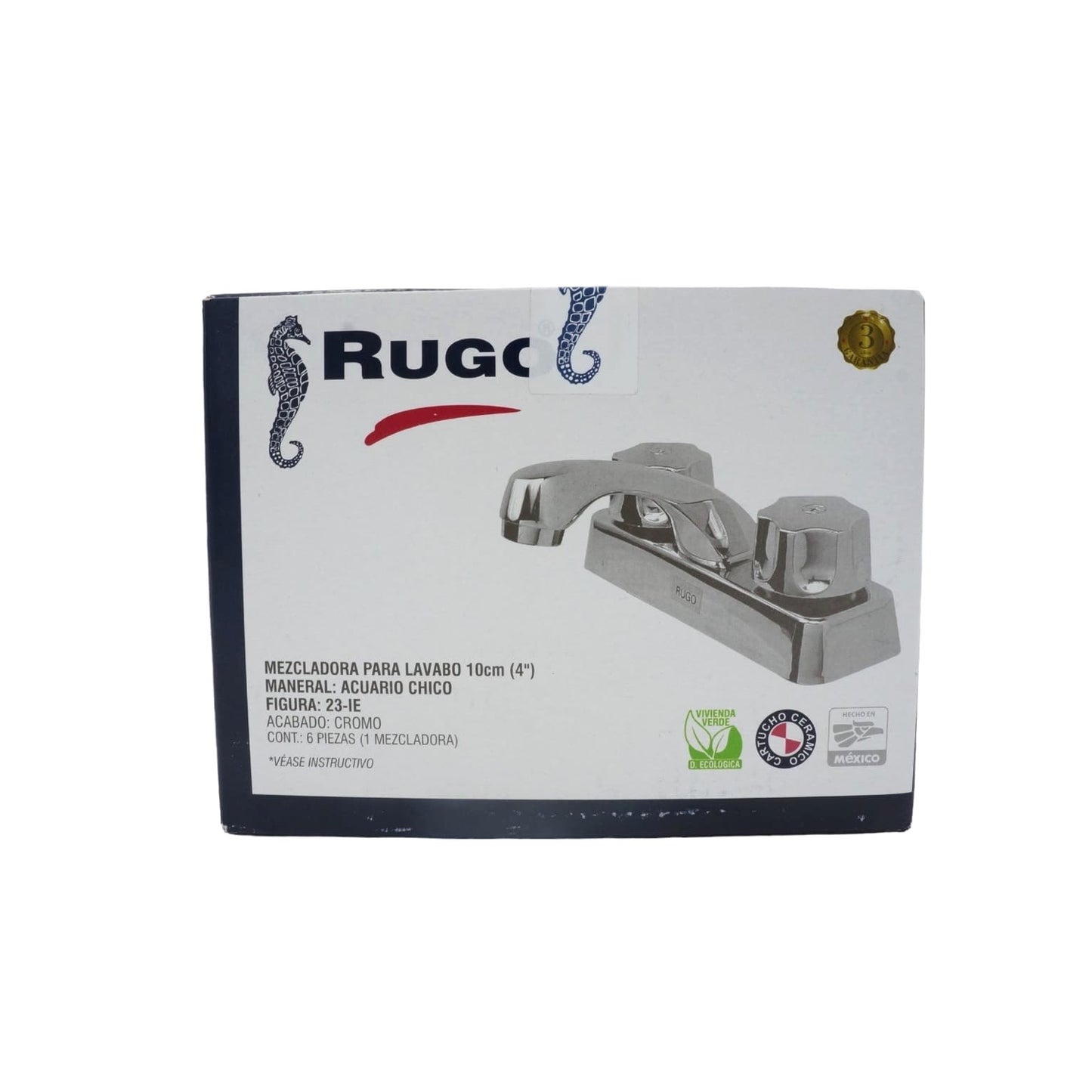 MEZCLADORA CROMADA 4" PARA LAVABO MODELO ITALIA RUGO 23-IE