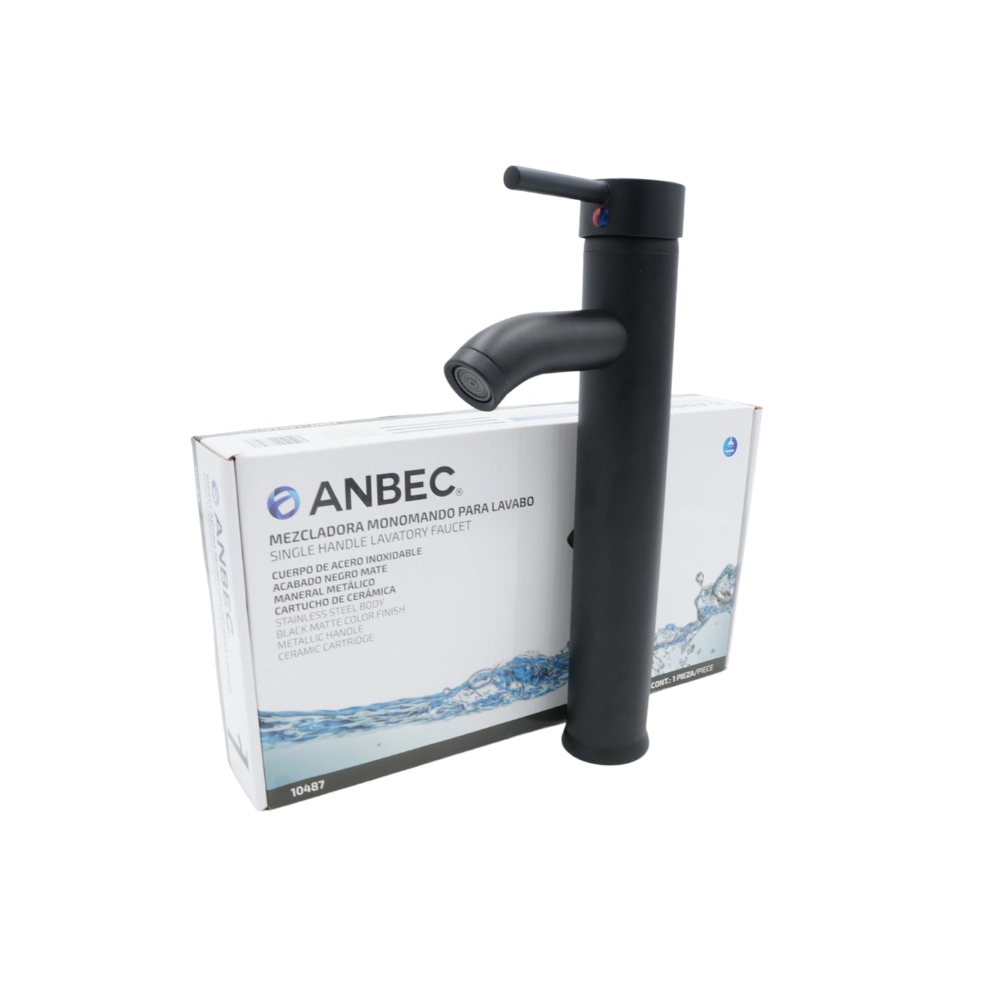 MEZCLADORA MONOMANDO ALTO PARA LAVABO ANBEC ABMM1885